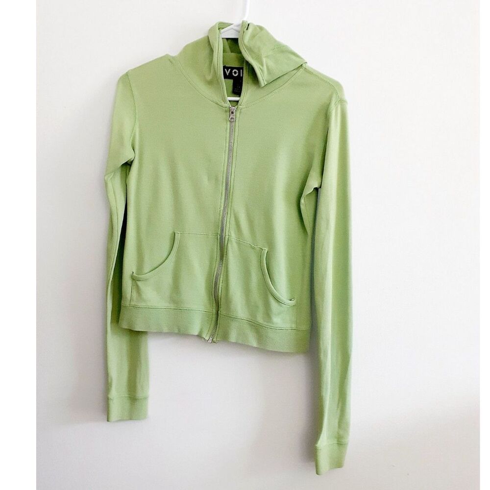Voice 100% Cotton Lime Green Womens Full Zip Hoodie M